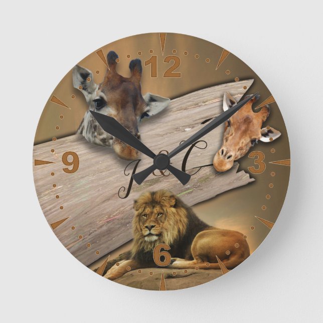 Safari Wildlife Clock Rund Klocka (Framsida)
