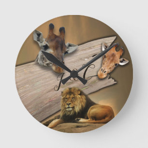 Safari Wildlife Clock Rund Klocka