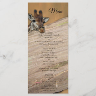 Safari wildlife Menu Meny