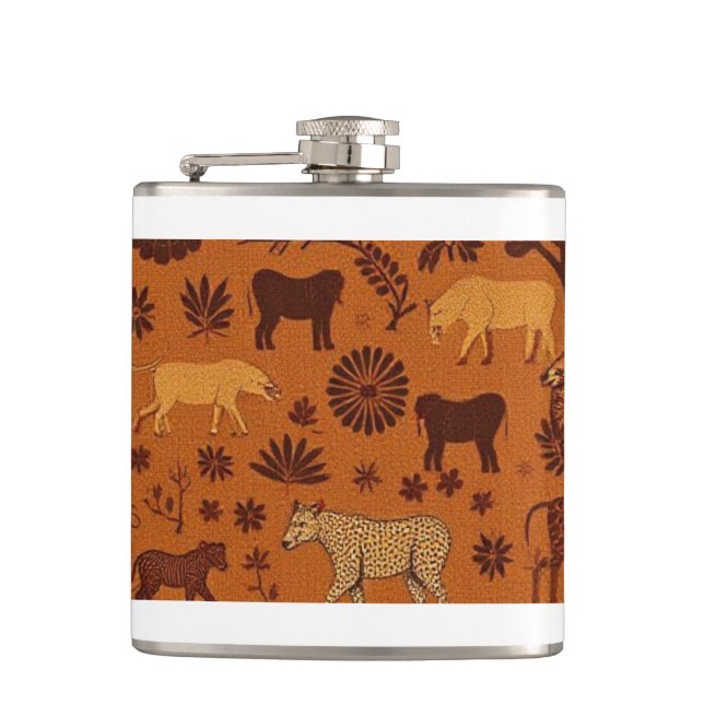 Safari Wildlife Vinyl Wrapped Flask Fickplunta (Framsidan)
