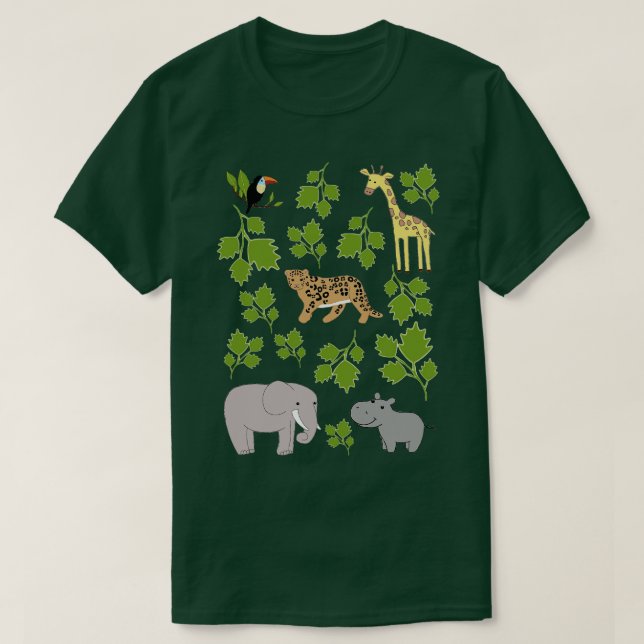 Safari Wildlife watch toucan giraffe leopard eleph T Shirt (Design framsida)