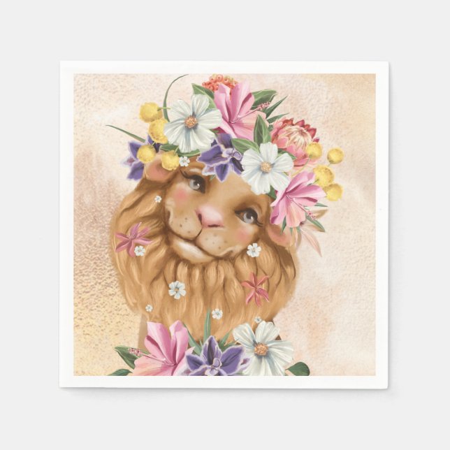 Safari wildon babydusch rosa och guld pappersservett (Framsidan)