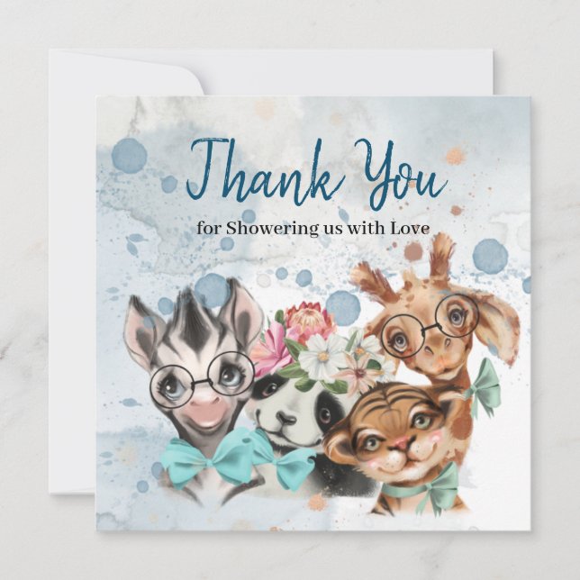 Safari wildon babyduschinbjudan Blue (Framsida)