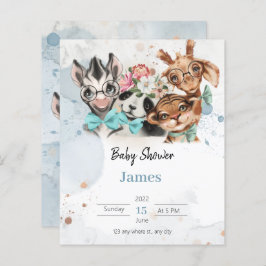 Safari wildon babyduschinbjudan Blue