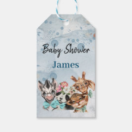 Safari wildon babyduschinbjudan Blue Presentetikett