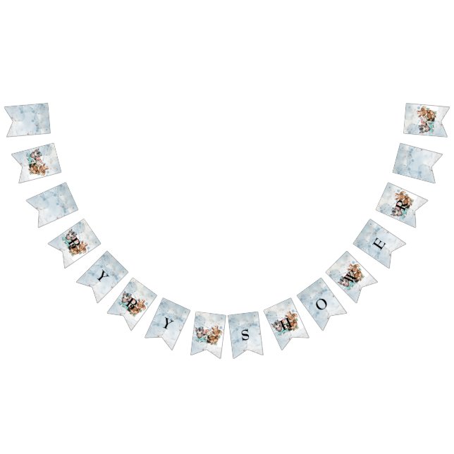 Safari wildon babyduschinbjudan Blue Vimplar (Alla)