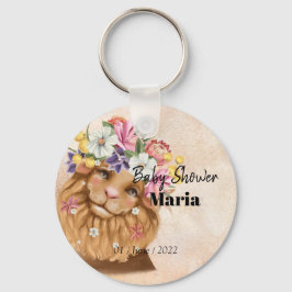 Safari Wildon-inbjudan till babydusch guld Nyckelring