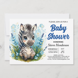 Safari Zebra Boy Shower med modern magi Inbjudningar