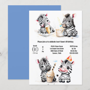 Safari zebra glass party ungar sommar party inbjudningar