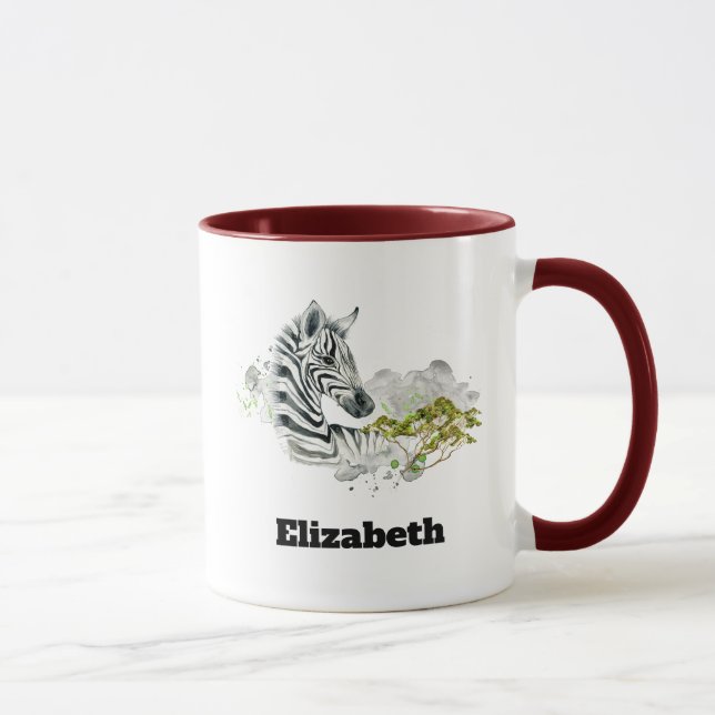 Safari Zebra Vild Exotic Animal in Watercolor Mugg (Höger)