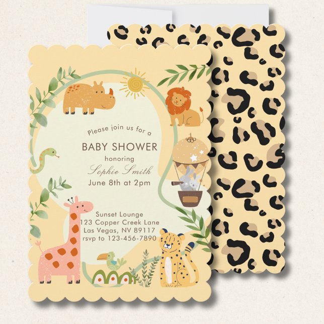 Safariäventyr väntar Baby Shower vågformad Inbjudningar (Skapare uppladdad)