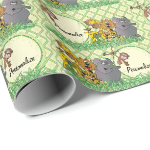 Safaridjungelbaby djur presentpapper