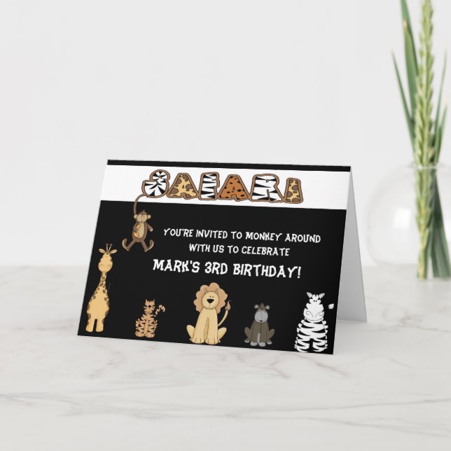 Safarifödelsedagsfest inbjudan (Framsida)