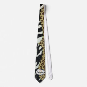 Safarileopard- och zebra tryckMonogram Slips