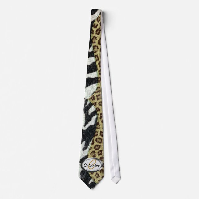 Safarileopard- och zebra tryckMonogram Slips (Framsida)