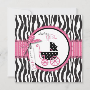 Safariprint & Barnvagn Baby Shower Inbjudningar