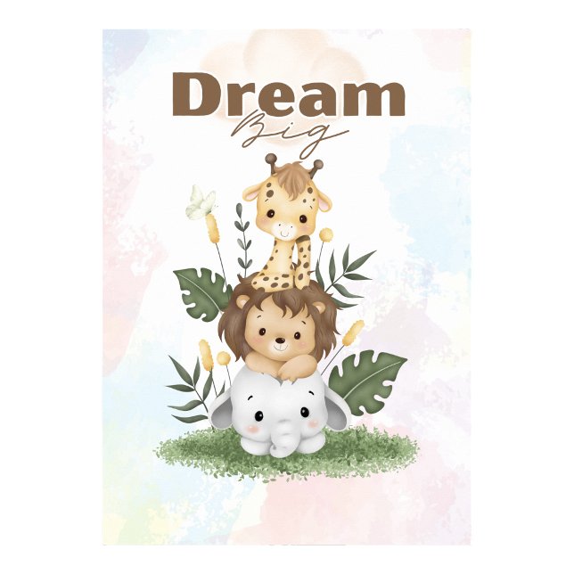 safaritema väggposter för barnkammare med positiv  poster (safari themed uplifting nursery wall poster)
