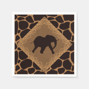 Safaritemaelefant över girafftryck pappersservett
