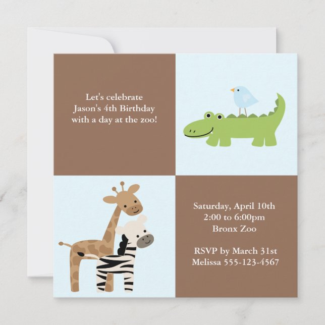 Safarivänbarns födelsedagsfest inbjudningar (Framsida)