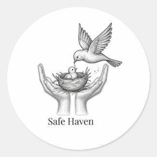Safe Haven - Fågel i människohand Naturkonstmarkna Runt Klistermärke