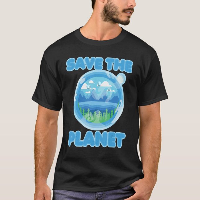 Safe the Planet Mother Earth Go Green T Shirt (Framsida)
