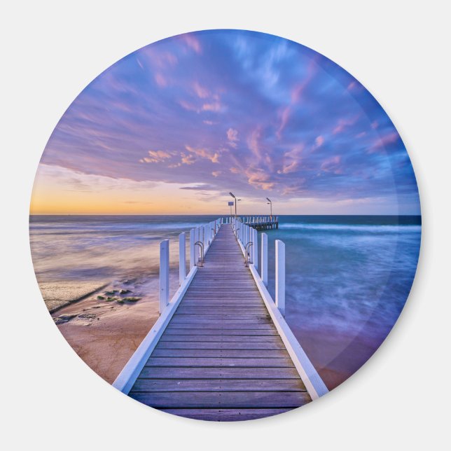 Safety Beach Jetty Sunset Magnet (Framsidan)