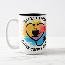 Safety First Drink Coffee First Nurse Mug Två-Tonad Mugg