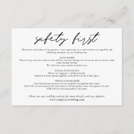 Safety First Simple Black White COVID-säkerhet Tilläggskort