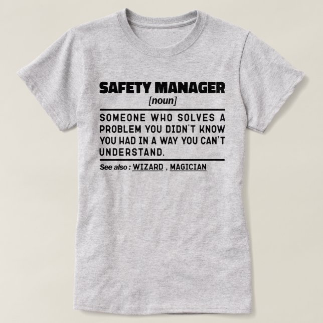 Safety Manager Noun Retrött Worker Funny T Shirt (Design framsida)