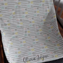 Safety Pin Mönster Grått Modern Kids Fleece Blanke