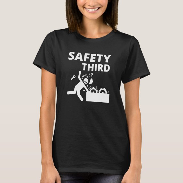 Safety Third  Construction Gears Work Accident Mac T Shirt (Framsida)