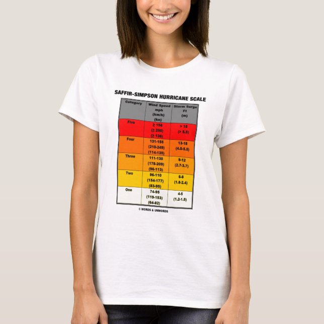 Saffir-Simpson orkanfjäll (Meteorology) T-shirt (Framsida)