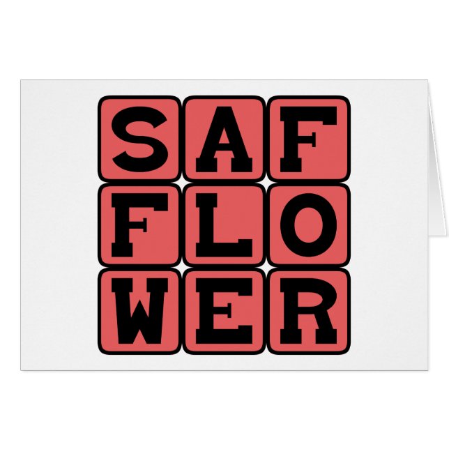 Safflor, örtartad ettårig blomma hälsningskort (Framsidan Horizontal)