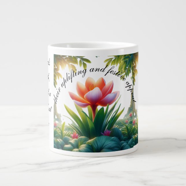 Saffron-blommigtar är varma, vibrancy. jumbo mugg (Framsidan)