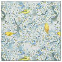 Saffron Finch Warbler Birds Blooming Fruit Träd