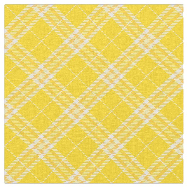 Saffron-Gult Plaid Tartan Print Mönster Tyg (Närbild)