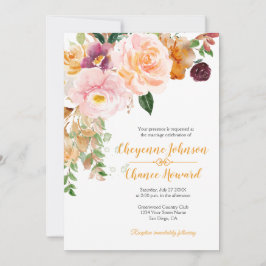 Saffron Gult Rosa Mauve Rustic Bröllop | Inbjudningar