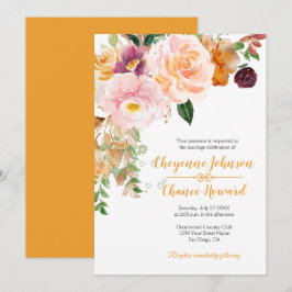Saffron Gult Rosa Mauve Rustic Bröllop | Inbjudningar