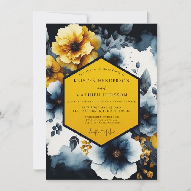 Saffron Nocturne Bloom Wedding Inbjudningar (Framsida)