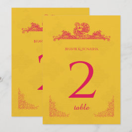 Saffron och Rosa Peacock Indian Bordsnummer