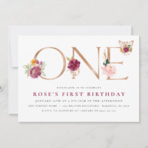 Saffron Ro Guld Blommigt Butterfly 1:a födelsedag