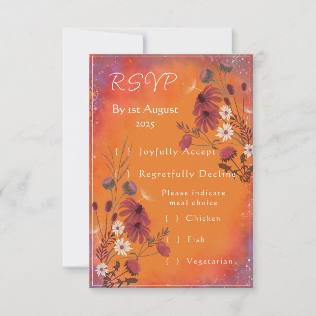 Saffron Sky Wildflower - RSVP card vertical OSA Kort (Framsida)
