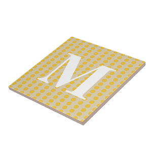 Saffron Spice Moods Dots med monogram Kakelplatta