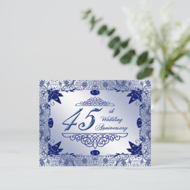 Safir 45-årsjubileum 4.25x5.5 Inbjudan (Stående Fram)
