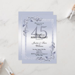 Safir Ädelsten & Glitter 45-års bröllopsjubileum Inbjudningar
