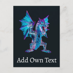 Safir Blossande Drak Wyvern Magisk Inferno Odjur Vykort