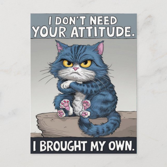 Safir Katt som sitter på trätake  Vykort (Framsida)