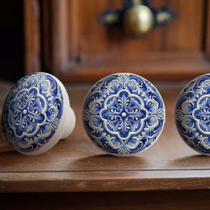 Safir Lissabon Mönstrad Keramisk Design Knopp