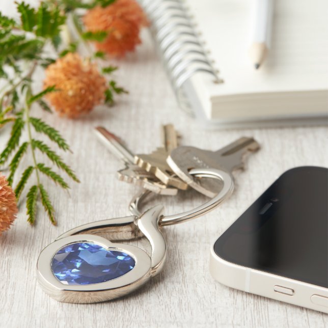 Safir vriden hjärtametall Keychain Twisted Heart Silverfärgad Nyckelring (Sidan)