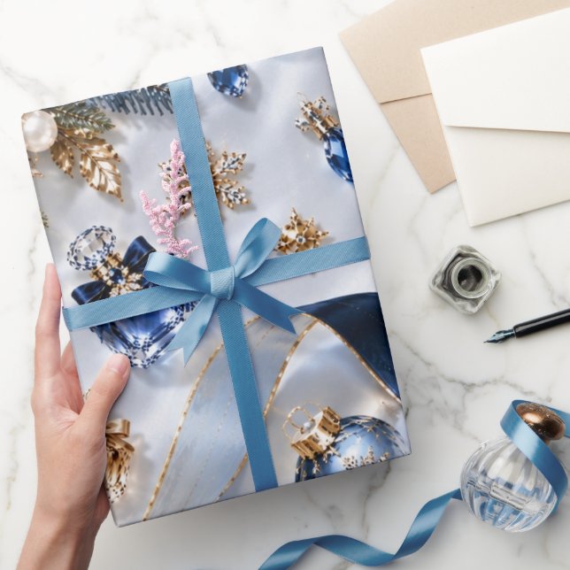 Safirblå Champagne Jul Presentpapper (Gifting)
